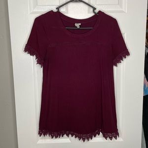 Cover stitched Women’s Maroon blouse size medium